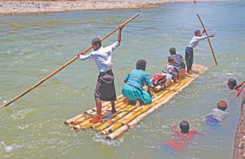 Фиджи. Основное транспортное средство на реках Фиджи – бамбуковые плоты